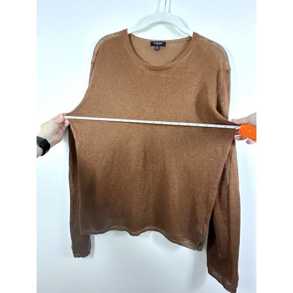 Burberry London Women Brown Flax Linen Knit Pullover Sweater Sz M Flawed Preppy - Picture 13 of 16